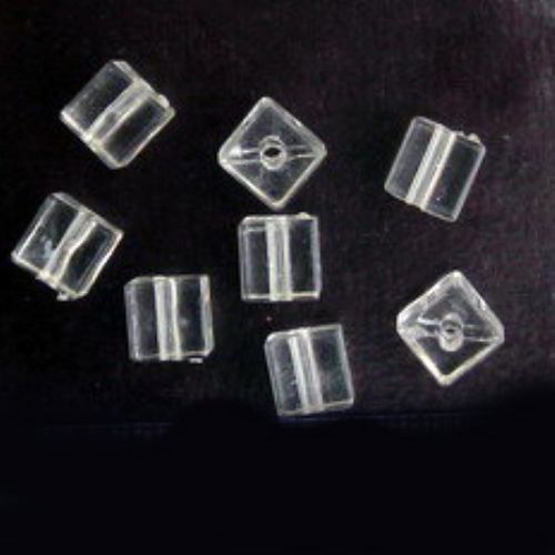 Margele  forma cub de cristal 7x7 mm transparent -50 grame