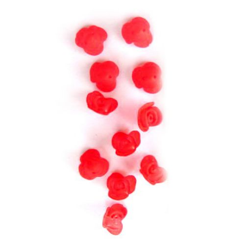 Bead transparent rose 14x7 mm matte red -50 grams