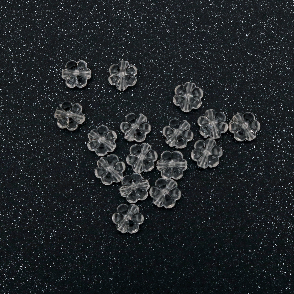 Transparent Plastic Beads Round Crystal Flower 10x5mm Hole 1mm Transparent -50g ~ 165pcs