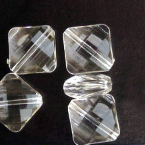 Χάντρα απομίμηση κρύσταλλο τετράγωνο 10 mm διαφανές-50 γραμμάρια