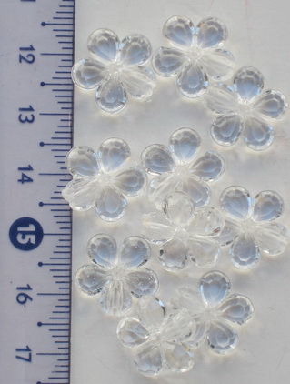 Transparent Plastic Beads Crystal Flower 14x4mm Hole 1mm Transparent -50g ± 110pcs