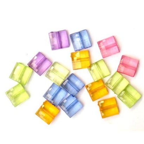 Faceted,Bead crystal l tile 10x10x5 mm MIX -50 grams