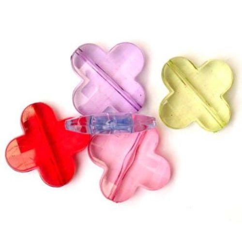 Plastic Transparent Colorful Beads for DIY Children Accessory, 27x7 mm, MIX Colors -50 grams