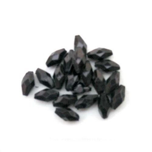 Мънисто кристал продълговато 5x10.5 мм фасетирано черно -50 грама