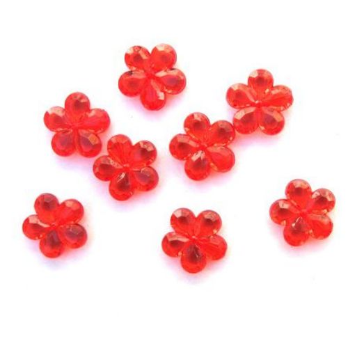 Мънисто кристал цвете 23 мм червено -50 грама
