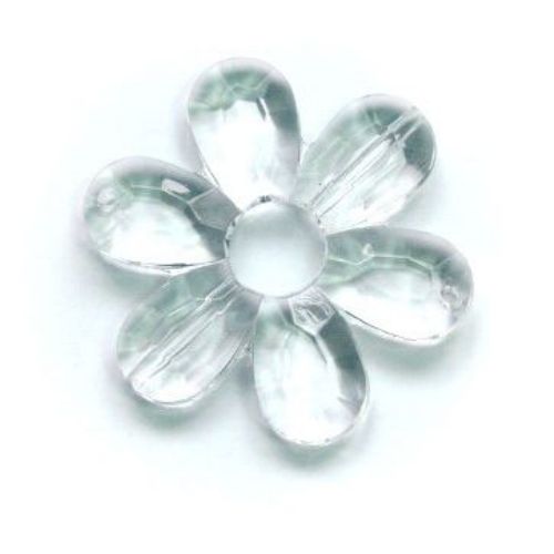 Crystal flower two holes transparent 46 mm -50 grams