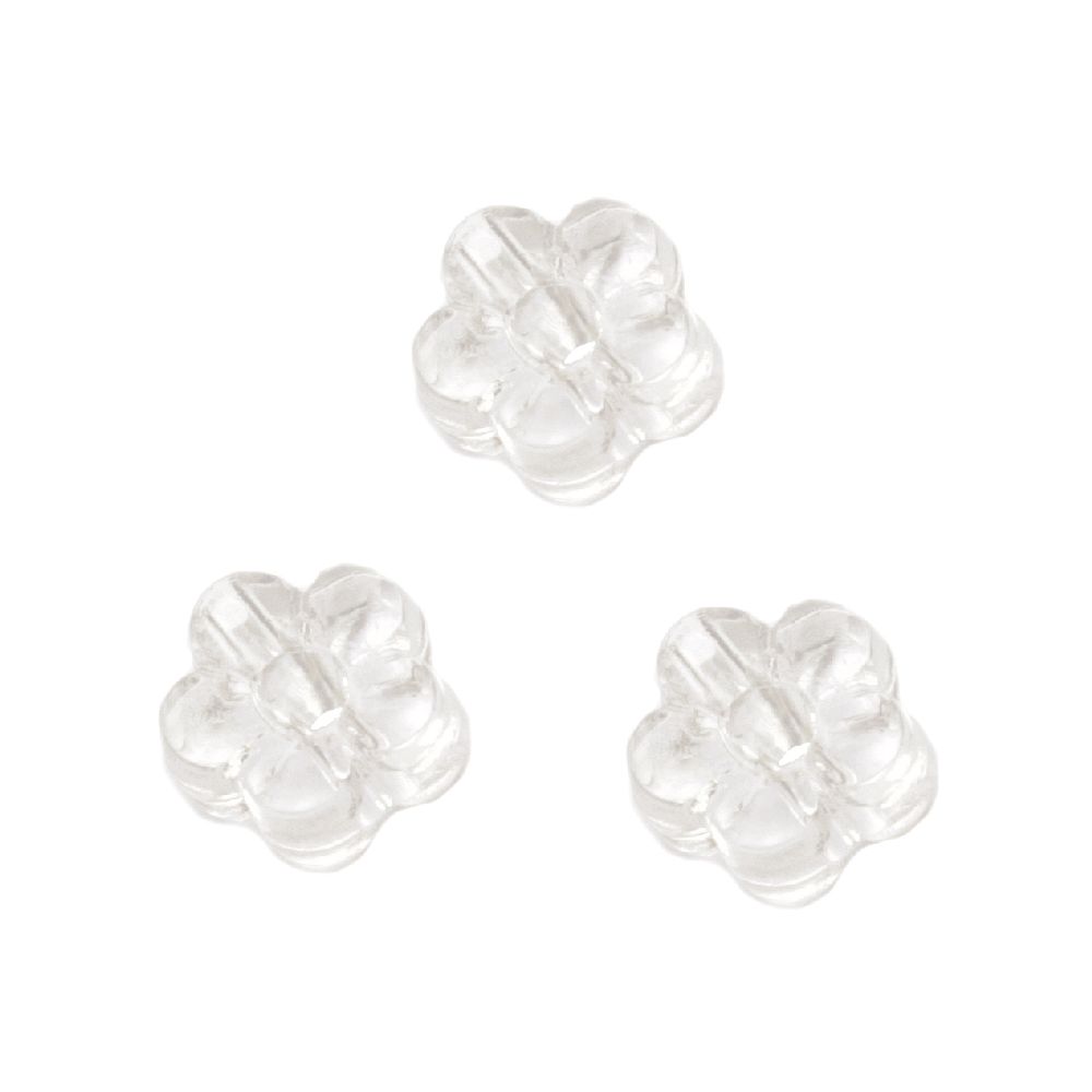 Margele  floare de cristal 34x4 mm orificiu 2,5 mm transparent -50 grame ~ 54 bucăți