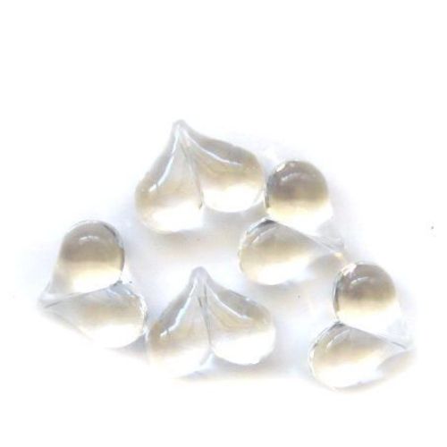Bead crystal heart 23x18x9.5 mm hole 1 mm transparent -50 grams ~ 22 pieces