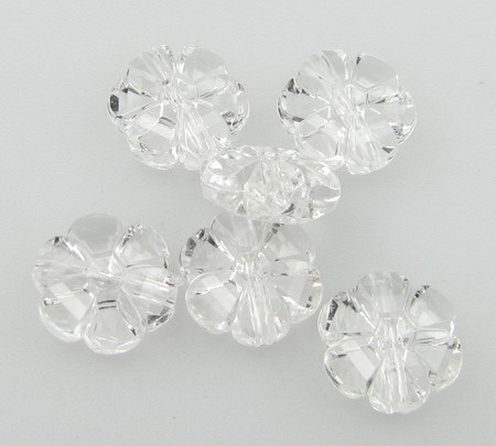 Transparent Plastic Beads Round crystal flower 10x4.5 mm transparent -50 grams ± 165 pieces