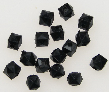Faceted,Bead crystal pebble 6x6 mm hole 1.5 mm black -50 grams ~ 460 pieces