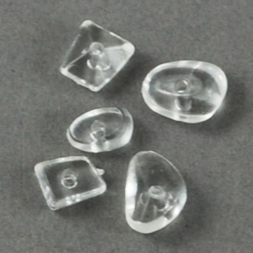 Assorted Acrylic Crystal Beads / Pebbles, 5 ~ 8.5x4 ~ 7x3 ~ 5mm, Hole: 1mm, Transparent -50 grams