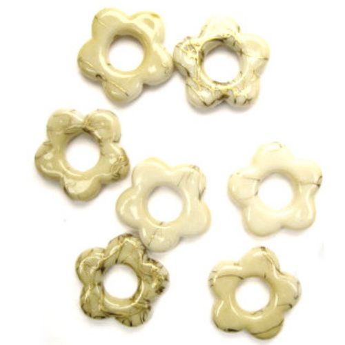 Acrylic Beads, Flower, Milky color, 20mm, 20 grams