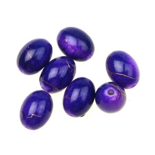 Gold-lined Plastic Oval Beads for Handmade Jewelry Making and Decorations, 10x8 mm, Purple - 20 grams