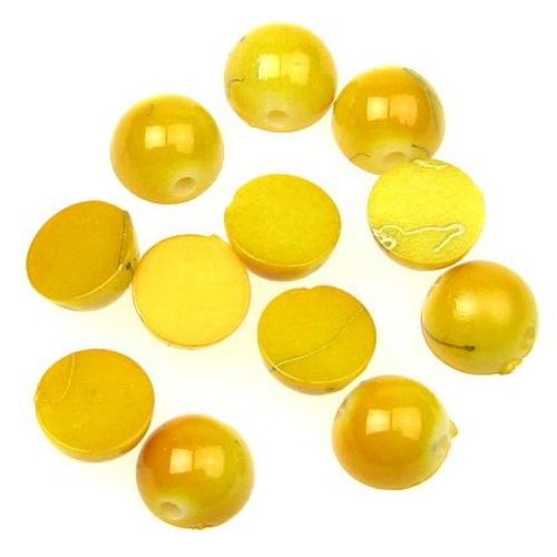 Gold-lined Plastic Hemisphere Beads, 8 mm, Yellow -20 grams