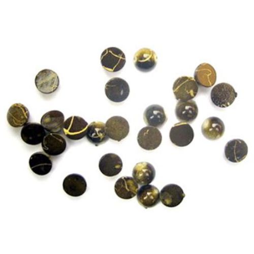 Plastic gold thread bead hemisphere 8 mm green - 20 grams
