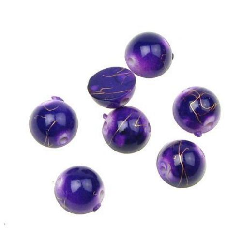 Plastic Hemisphere Gold-lined Beads, Acrylic Cabochons for DIY and Craft Art, 10 mm, Violet -20 grams