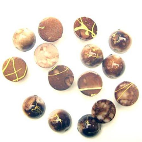 Acrylic Gold-lined Cabochons, Plastic Hemisphere Beads for DIY and Craft, 10 mm, Brown -20 grams