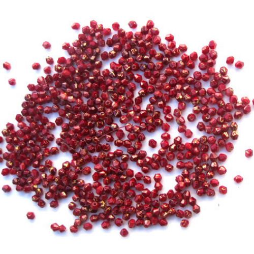 Plastic gold thread bead disc 4 mm red - 50 grams