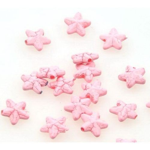 Acrylic crackle star  bead 11 mm pink - 50 grams