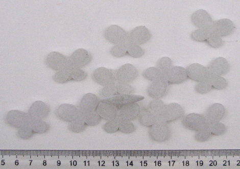 Butterfly with Fluffy Coating, 20x27 mm, White -50 grams