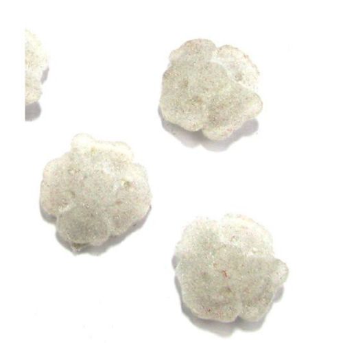 Plastic Rose Beads with Moss, 3 mm, White - 10 pieces