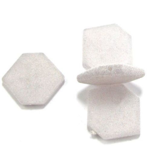 Hexagon with moss 19 mm white -50 grams