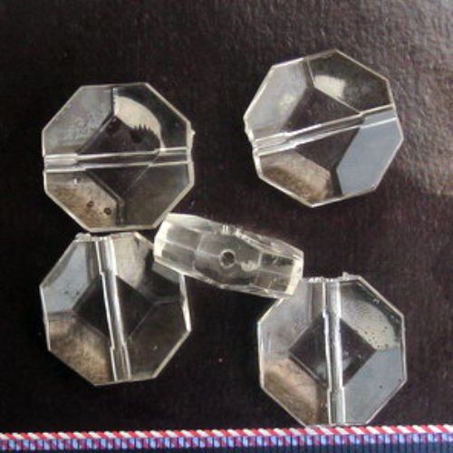 Transparent Faceted Plastic Pentagon Beads, Crystal Imitation, 20x8 mm -50 grams