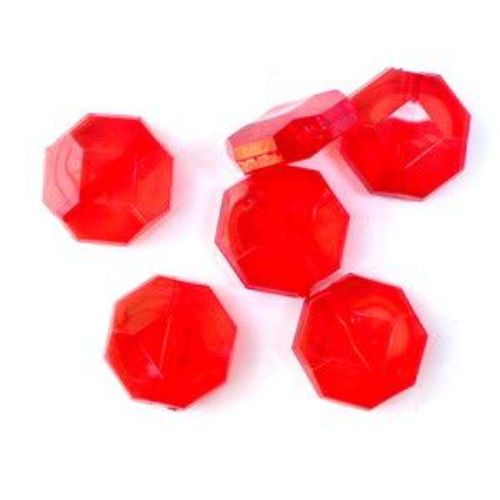 Bead crystal polygon 20x8 mm red -50 grams