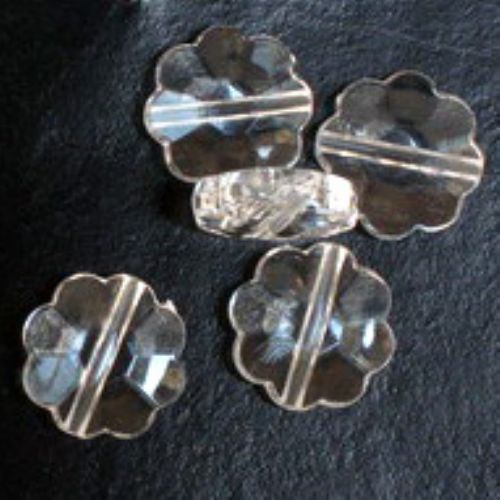 Transparent Plastic Beads Round crystal flower 12mm transparent -50 grams