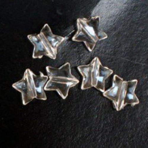 Margele de cristal stea 9x9x4 mm gaură 1 mm transparent -50 grame ~ 340 bucăți