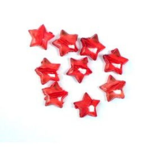 Acrylic Transparent Star-shaped Beads for Handmade Children Accessories, 9 mm, Red -50 grams