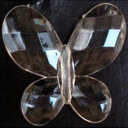 Transparent Acrylic Beads, Butterfly, Transperent, 45mm, 50gr