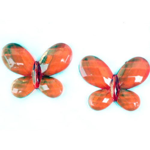 Transparent Acrylic Beads, Butterfly, Red, 45mm, 50gr