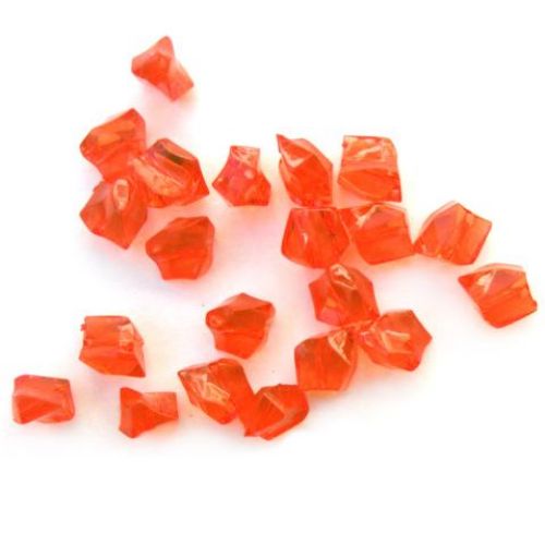 Faceted Bead crystal pebble 12x12 mm hole 1.5 mm red -50 grams ~ 60 pieces