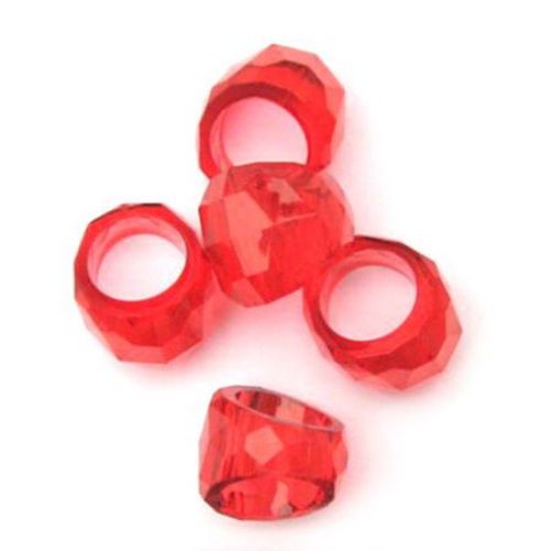 Мънисто кристал правоъгълен 18.5x8.5x5.5 мм дупка 1.5 мм червен -50 грама ~ 92 броя