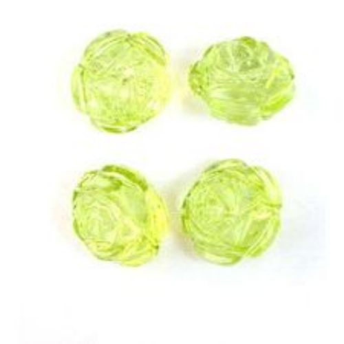 Margele  trandafir de cristal 13 mm lumină verde -20 grame