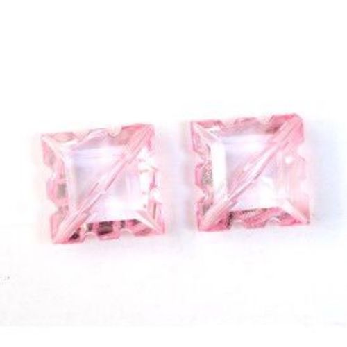 Χάντρα απομίμηση κρύσταλλο τετράγωνο 7x17 mm ροζ -20 γραμμάρια