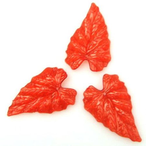 Frunze de cristal  mărgele 50x30x4 mm roșu -50 grame ~ 28 bucăți