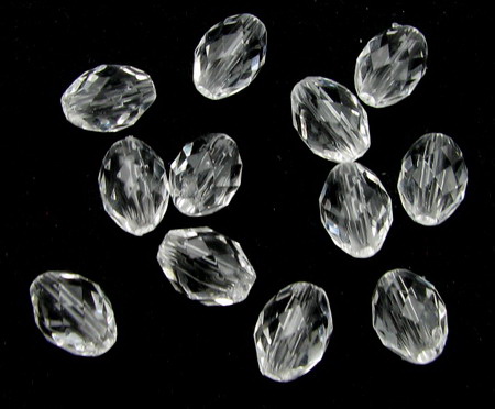 Transparent Acrylic Beads, crystal oval 10x7 mm hole 2 mm multi-wall transparent -50 grams ~ 166 pieces