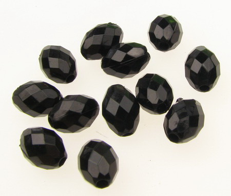 Bead crystal oval 10x7 mm hole 2 mm multi-walled black -50 grams ~ 166 pieces