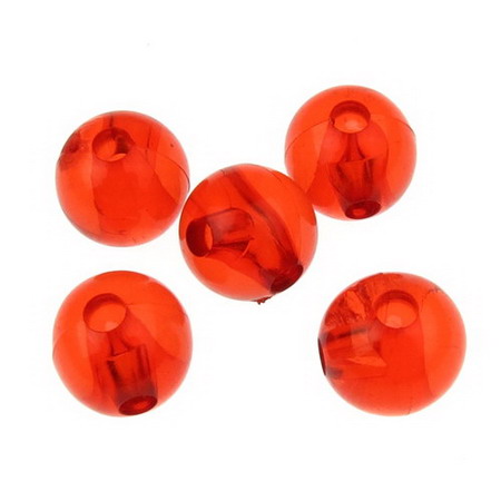 Acrylic Ball-shaped Beads for DIY and Craft, 14 mm, Hole: 3.5 mm, Transparent Red -20 grams ~ 13 pieces