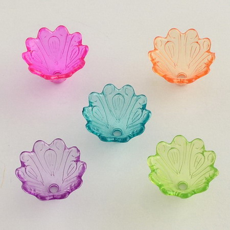 Transparent Acrylic Beads, hat 10x15 mm hole 2 mm MIX -50 grams