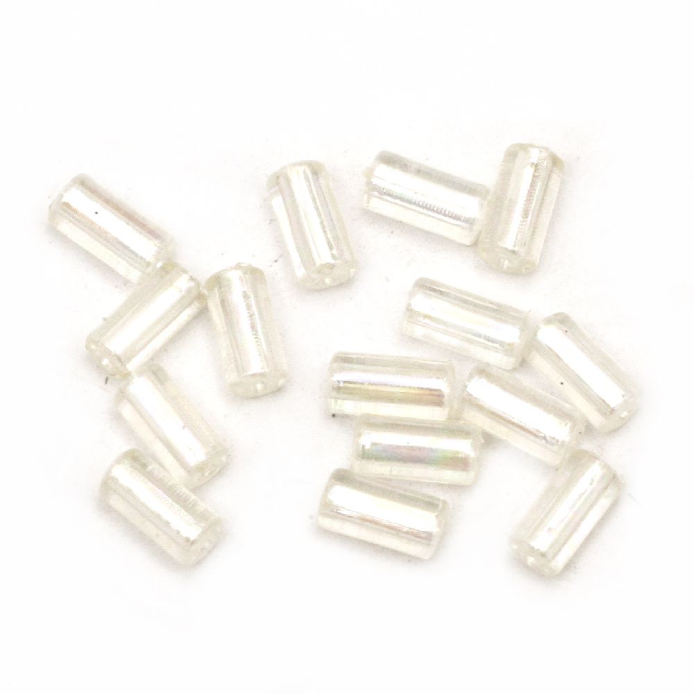 Bead crystal cylinder 8x4 mm hole 1 mm transparent arc -20 grams ~ 192 pieces