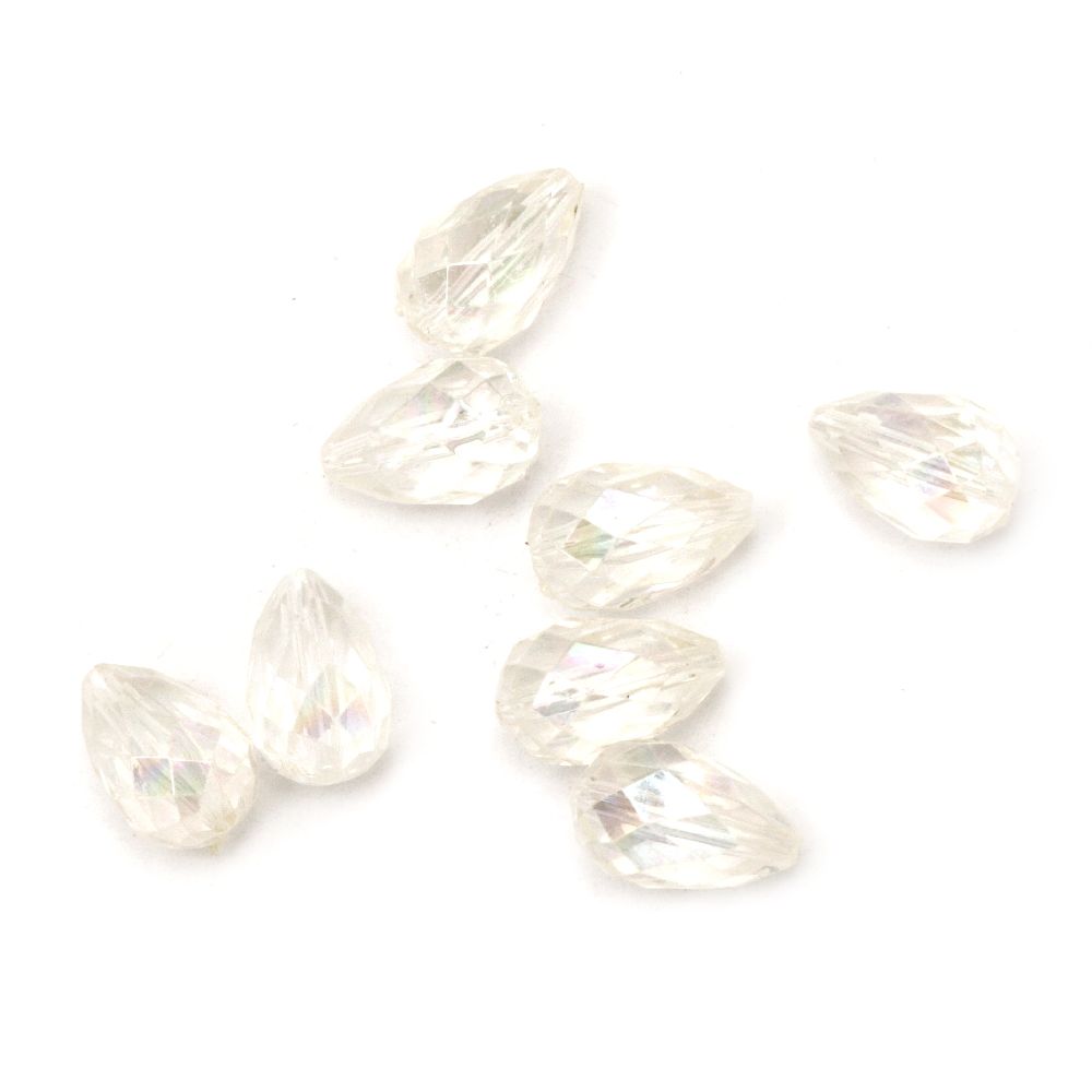 Bead crystal drop 15x10 mm hole 1 mm faceted arc transparent -20 grams ~ 26 pieces