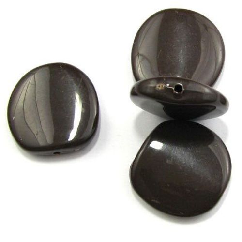 Solid Plastic Coin-shaped Beads for DIY and Craft Making, 22 mm, Brown -20 grams