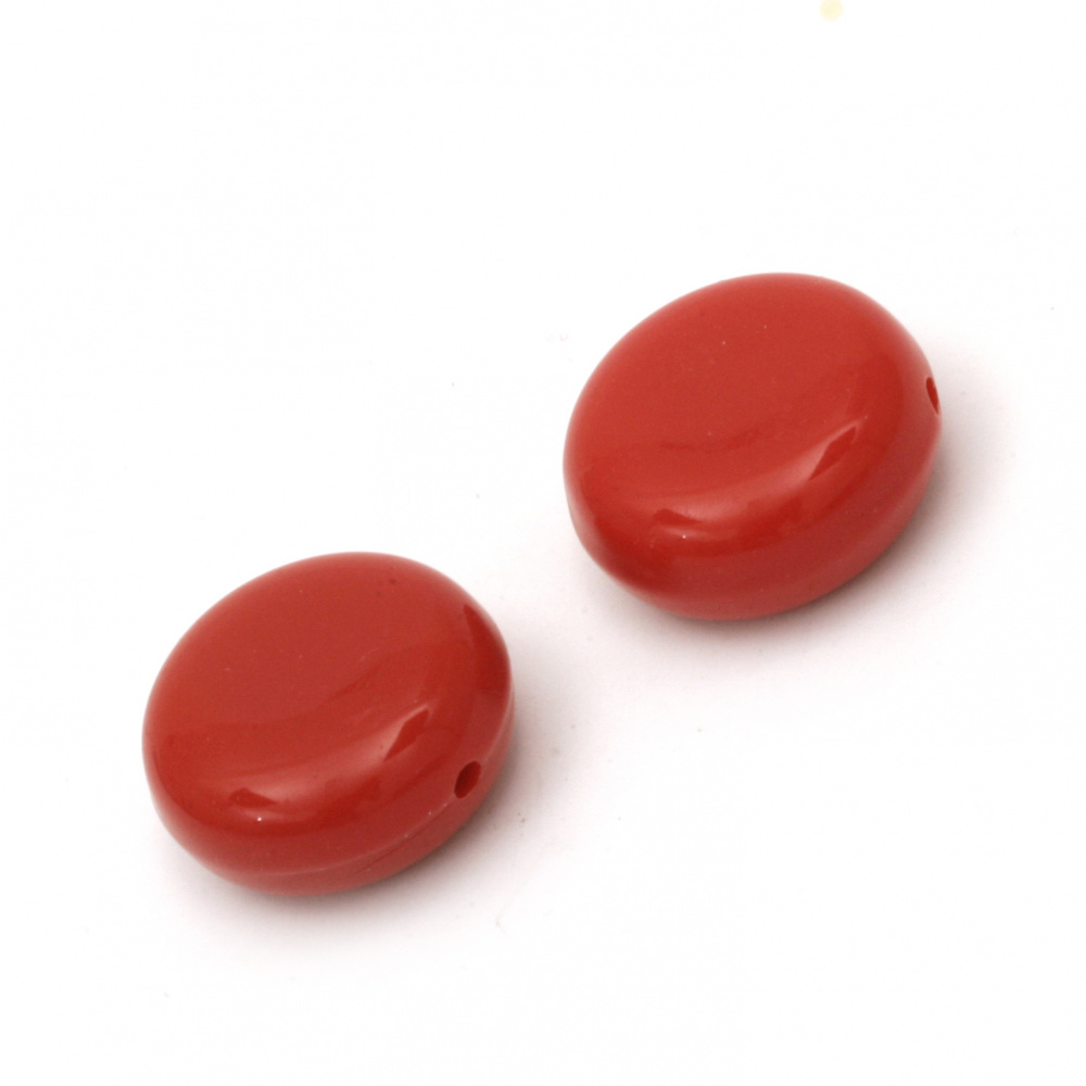 Solid Acrylic Coin-shaped Beads, 22x11 mm, Hole: 2 mm, Red -20 grams ~ 5 pieces