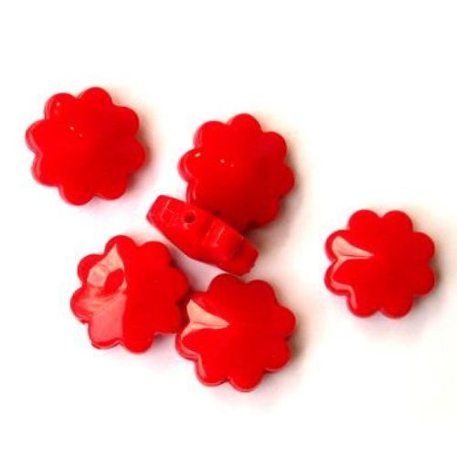 Acrylic flower solid beads for jewelry making 19 mm red A2 - 50 grams