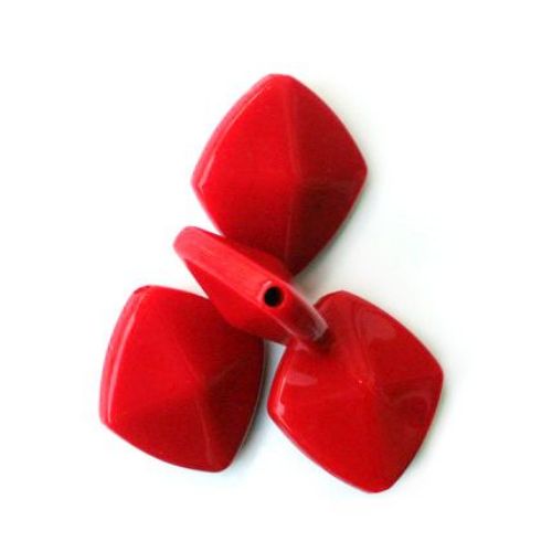 Acrylic square solid beads for jewelry making 31 mm red H2 - 50 grams