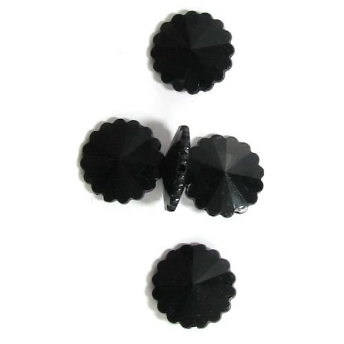 Acrylic flower solid beads for jewelry making 26 mm black - 20 grams