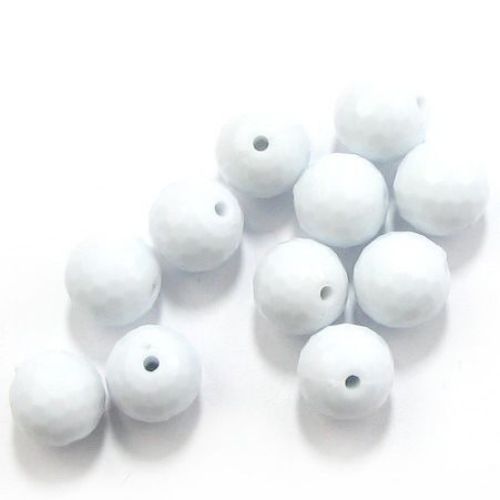 Acrylic round solid beads for jewelry making, polyhedron 12 mm white - 50 grams ~ 45 pieces
